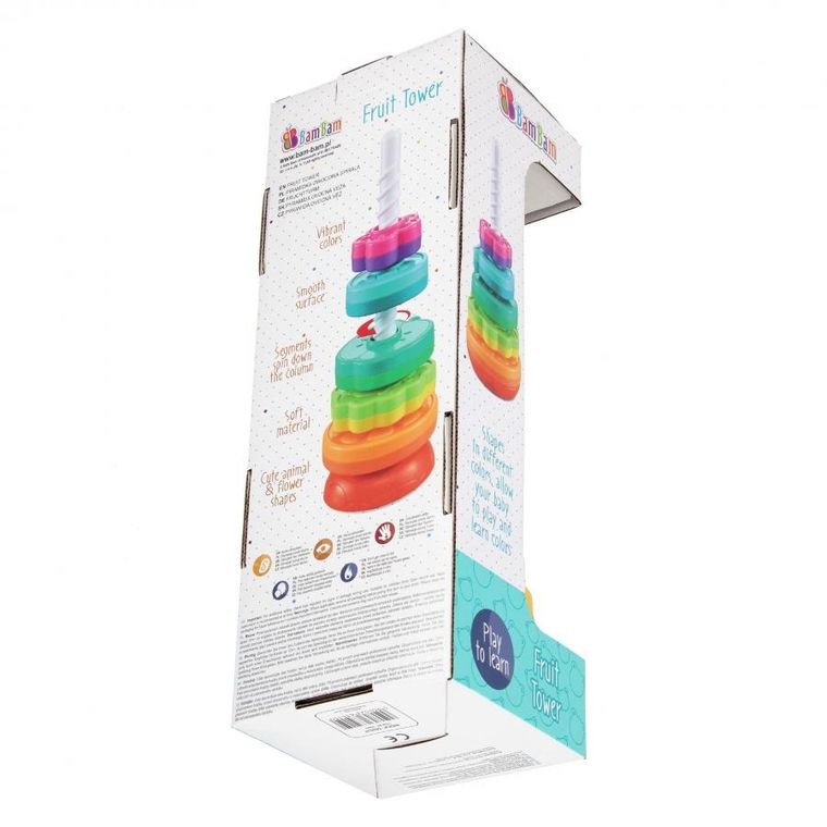 Bam Bam, tęczowa spirala, piramidka, owoce