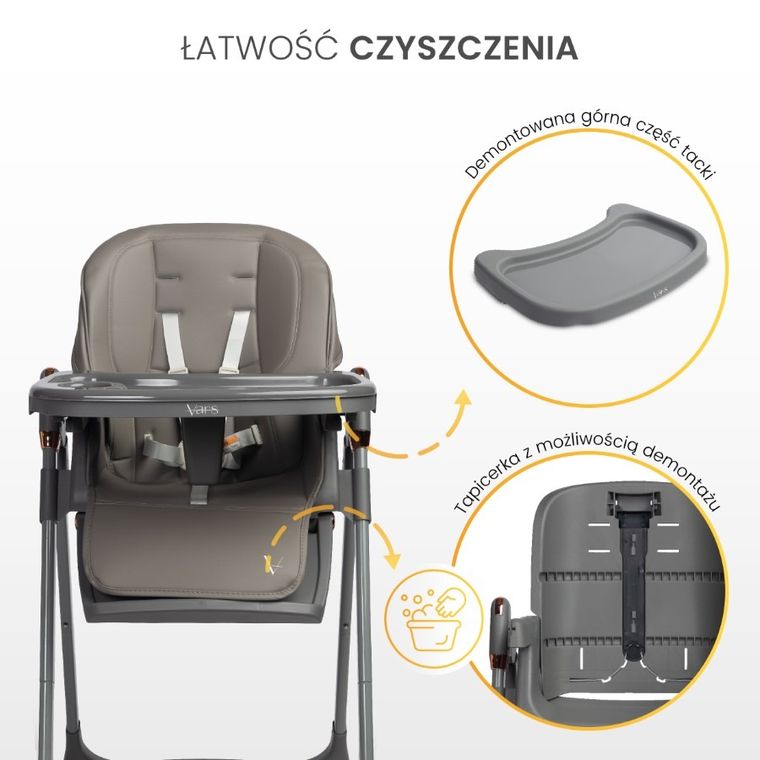 Caretero, Vars, krzesełko do karmienia, grey