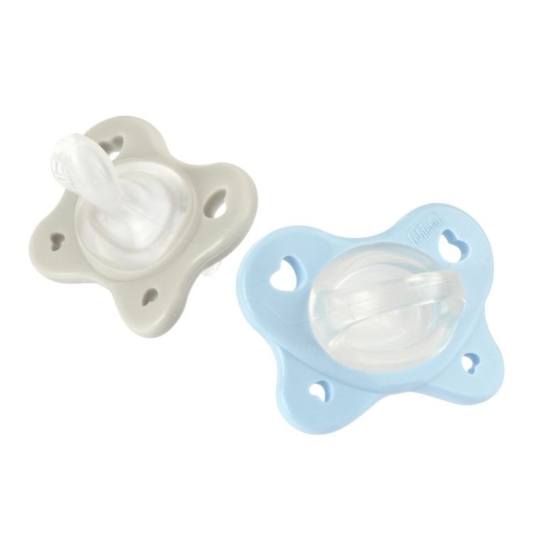 Chicco, PhysioForma Dual Soft, smoczek uspokajający, silikonowy, niebieski, 2-6m, 2 szt.