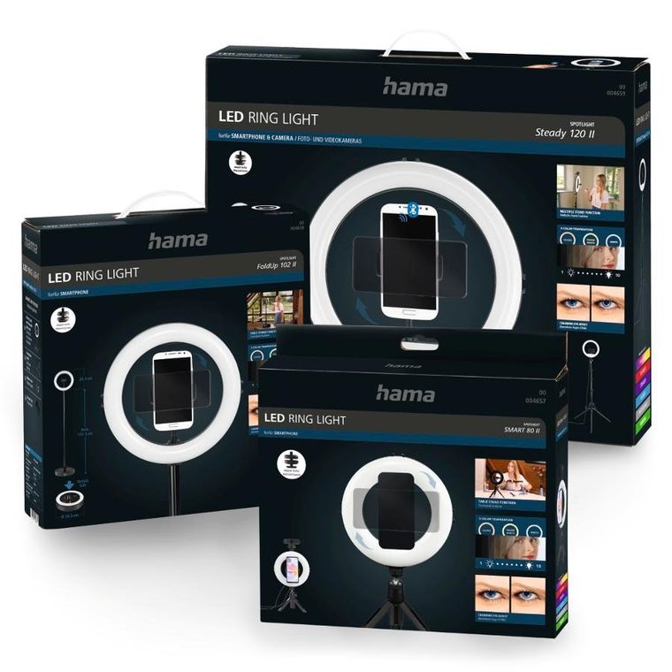 Hama, Spotlight Smart 80, lampa pierścieniowa z mini statywem