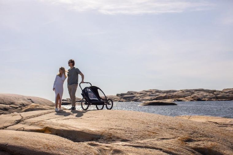 Hamax, Breeze, przyczepka rowerowa, podwójna, Navy/Cream