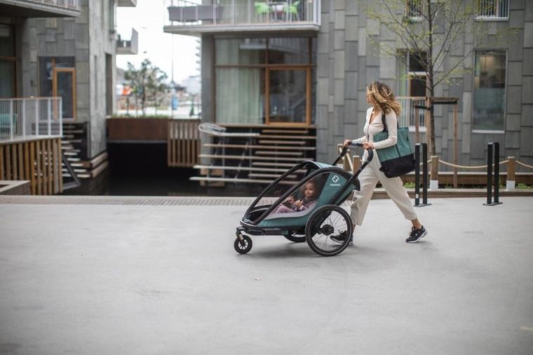 Hamax, Cocoon, przyczepka rowerowa, podwójna, Green/Black