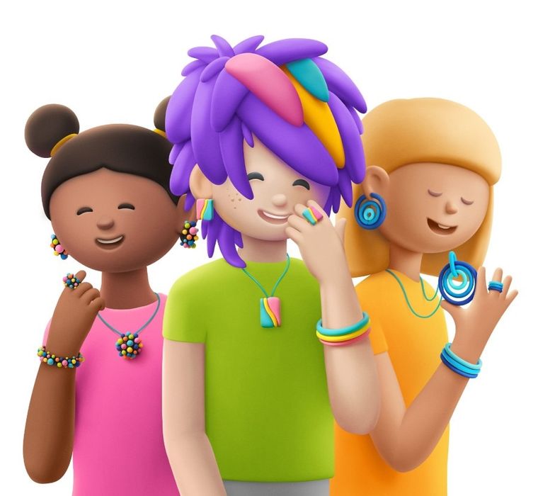 Hey Clay, Bijou, kolorowa biżuteria, masa plastyczna, 8 szt.