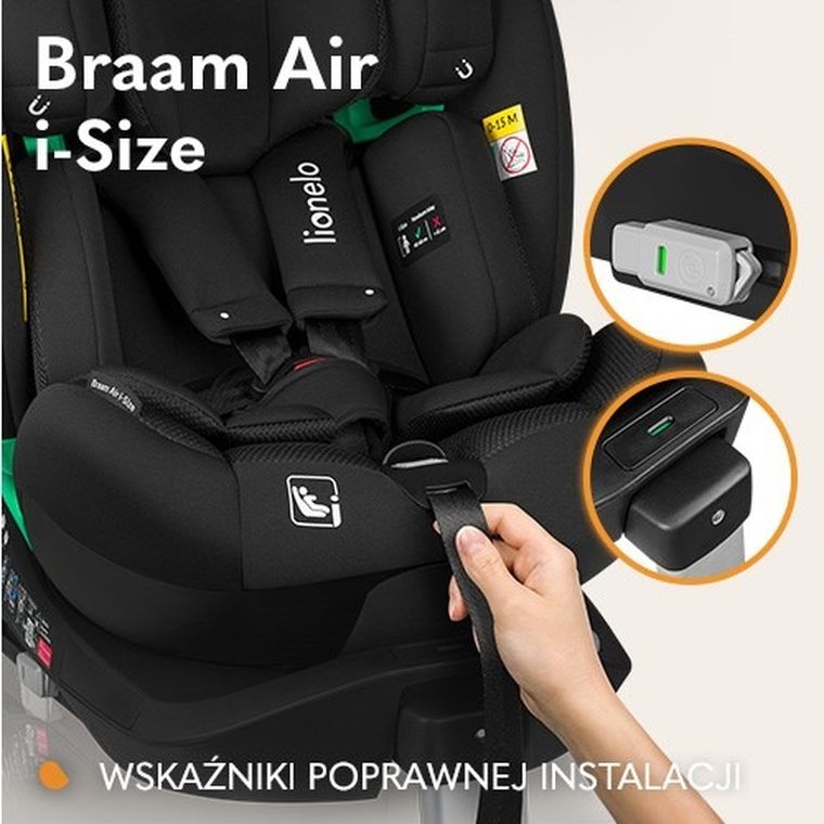 Lionelo, Braam Air, fotelik samochodowy, Black Carbon, 40-150 cm