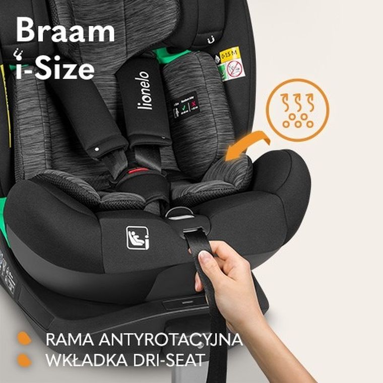 Lionelo, Braam, fotelik samochodowy, Black Carbon, 0-36 kg