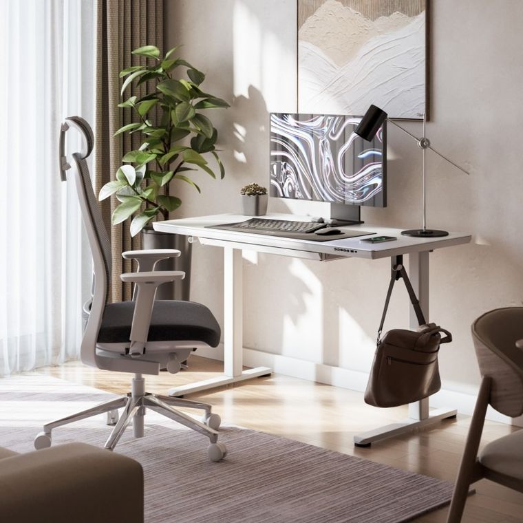 Mark Adler, Leader 8.5 White, biurko elektryczne, ze szklanym blatem, 120 cm