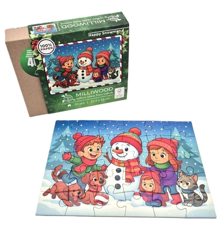 Milliwood, Wesoły Bałwanek, puzzle drewniane, 30 elementów