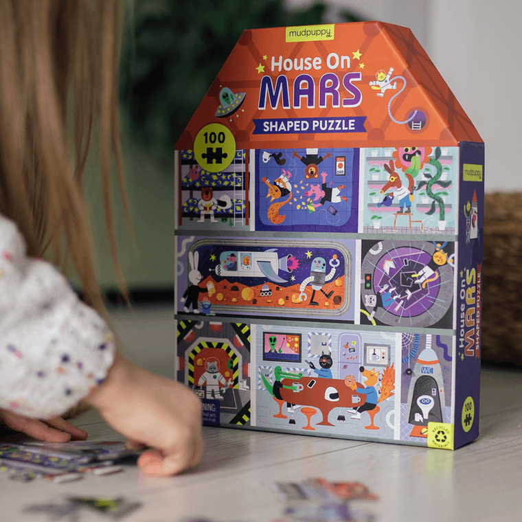 Mudpuppy, Dom na Marsie, puzzle konturowe, 100 elementów