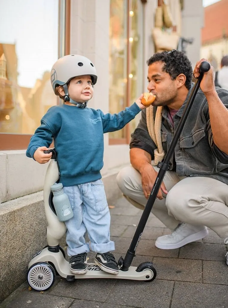 Scoot & Ride, Highwaykick 1, Push and Go, jeździk i hulajnoga z rączką do prowadzenia 2w1, Ash