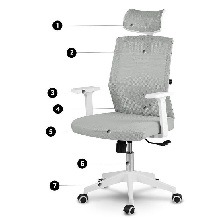 Sofotel, Rotar, fotel biurowy z mikrosiatki, szary