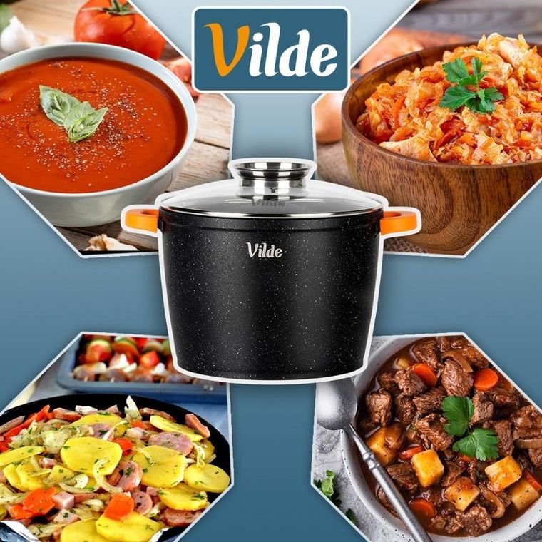 Vilde, Terruna Aroma, garnek ze szklaną pokrywką, granitowy, 24 cm, 6,7l