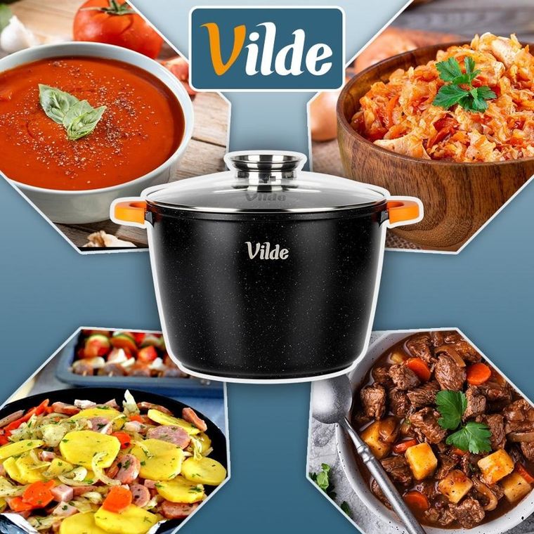 Vilde, Terruna Aroma, garnek ze szklaną pokrywką, granitowy, 28 cm, 9,7l