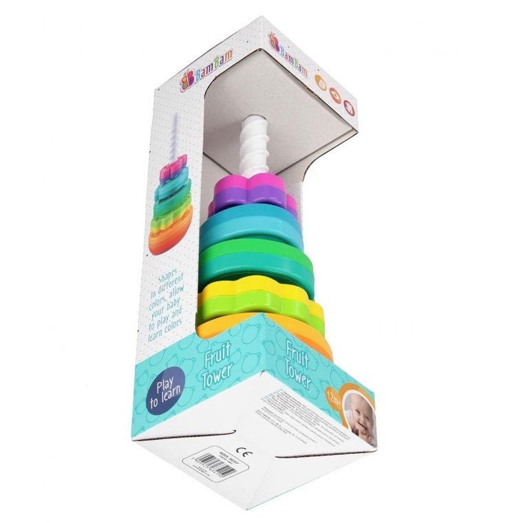 Bam Bam, tęczowa spirala, piramidka, owoce