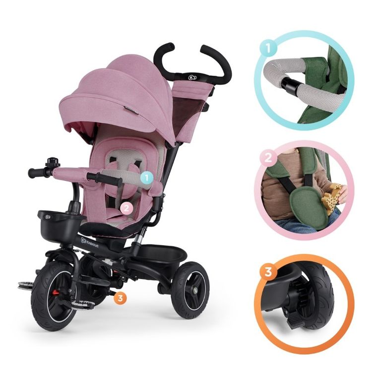 Kinderkraft, Spinstep, rowerek trójkołowy, Pink