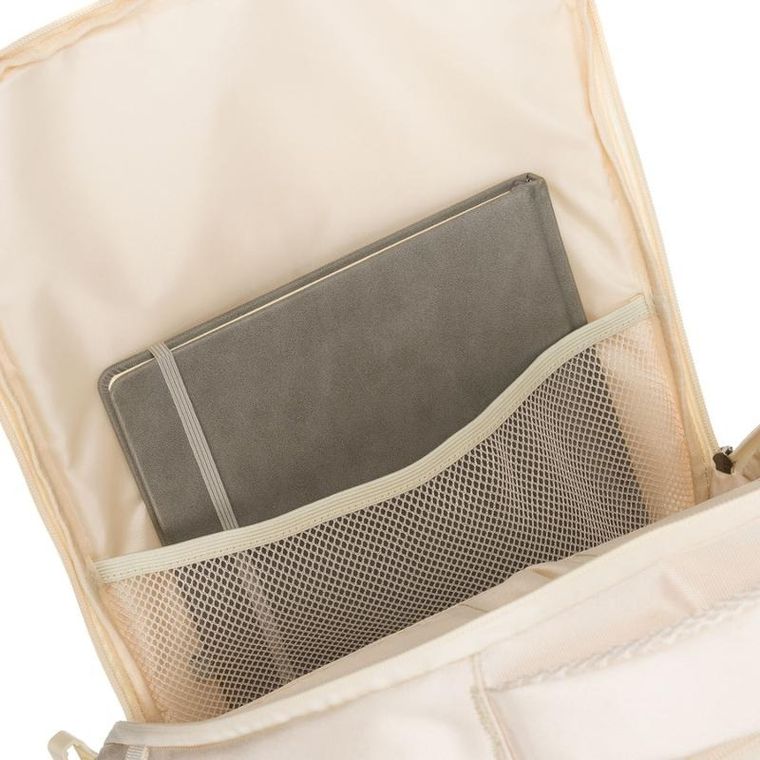 Peterson, plecak podróżny z siatkowaną przegrodą i paskami kompresyjnymi, ecru