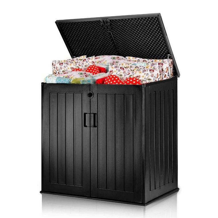 Plonos, skrzynia ogrodowa, czarna, 116-112,5-71 cm, 775l