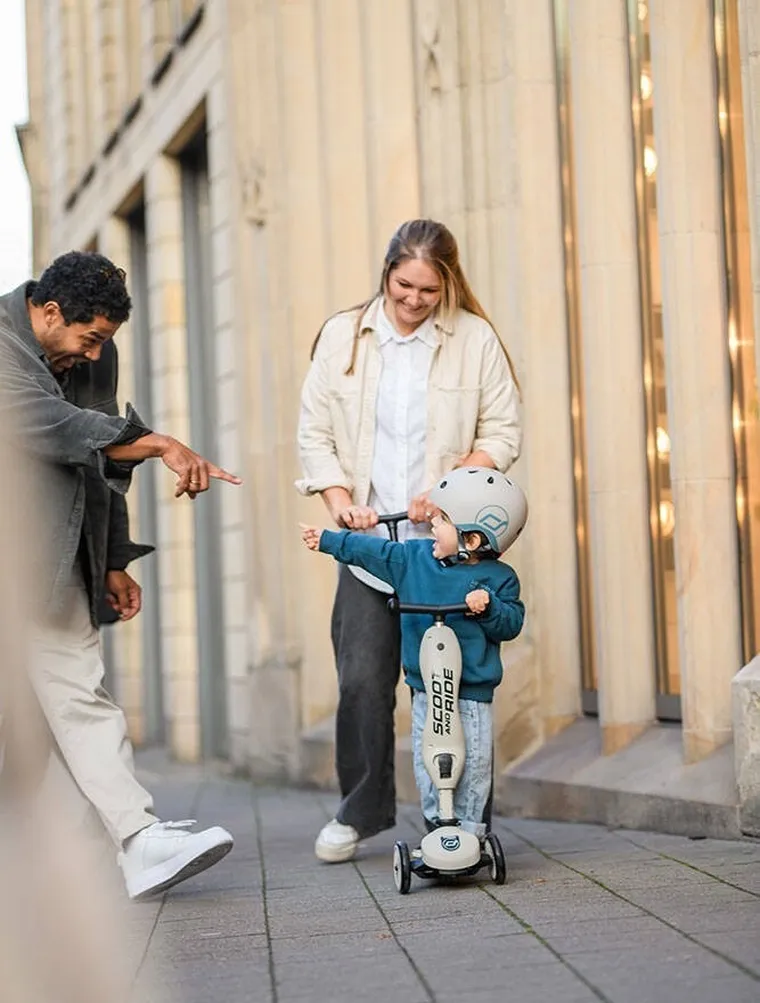 Scoot & Ride, Highwaykick 1, Push and Go, jeździk i hulajnoga z rączką do prowadzenia 2w1, Ash