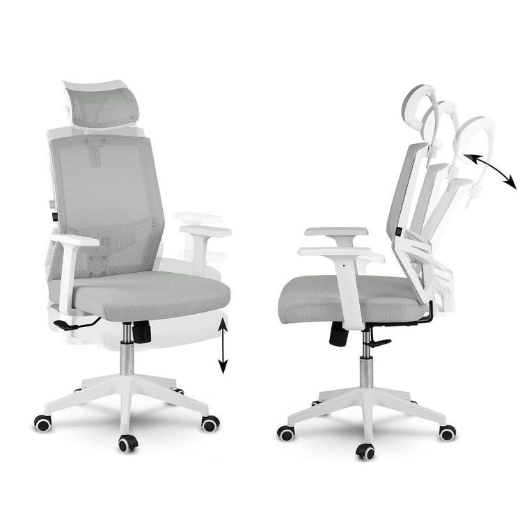 Sofotel, Rotar, fotel biurowy z mikrosiatki, szary