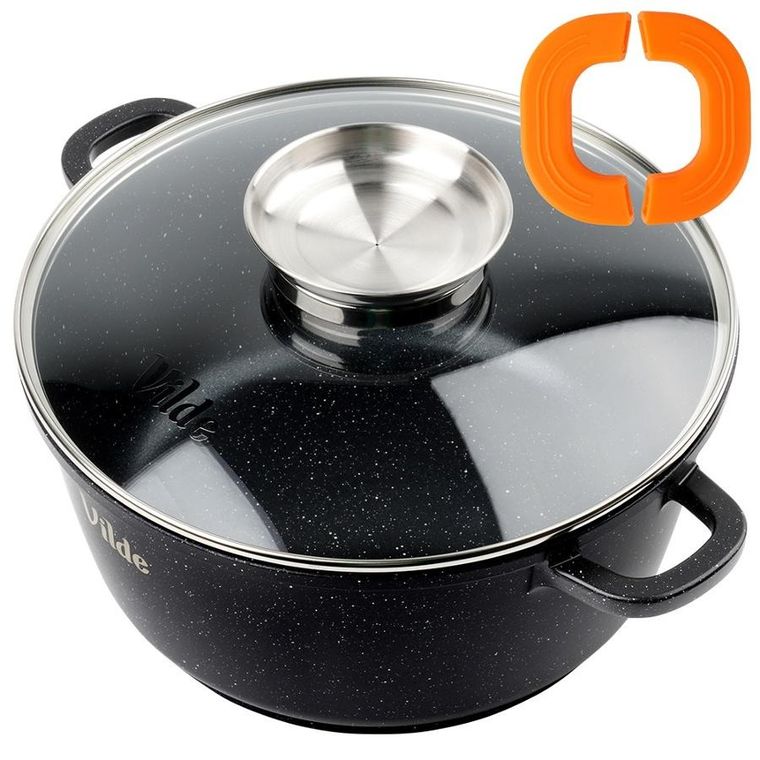 Vilde, Terruna Aroma, garnek ze szklaną pokrywką, granitowy, 24 cm, 4l