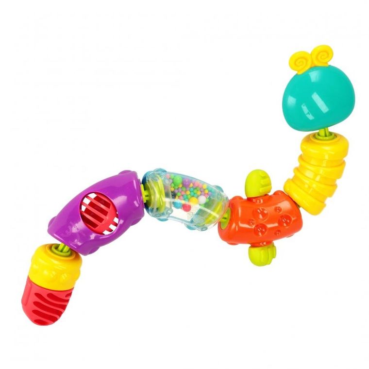 Bam Bam, zabawka sensoryczna, grzechotka, gąsienica