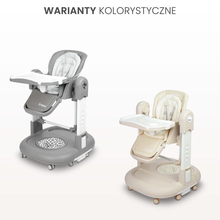 Caretero, Sitron 3w1, krzesełko do karmienia z funkcją huśtawki i chodzika, beige