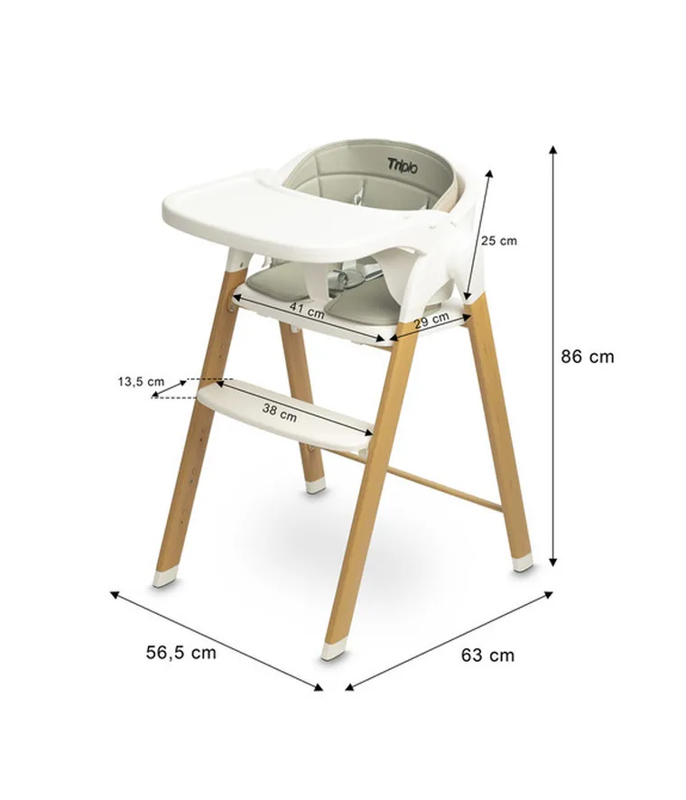Caretero, Triplo, krzesełko do karmienia, 3w1, grey