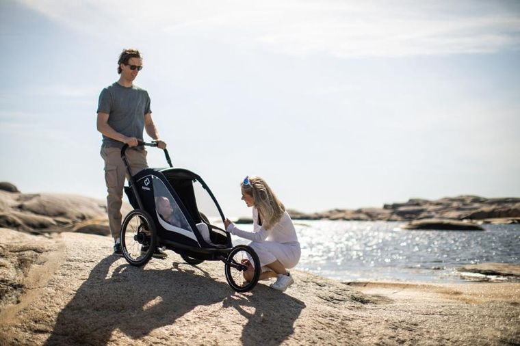 Hamax, Breeze, przyczepka rowerowa, podwójna, Navy/Cream