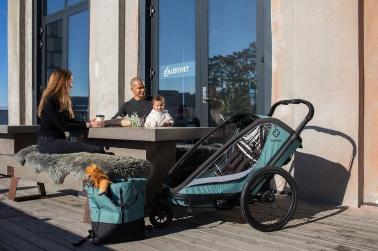 Hamax, Cocoon, przyczepka rowerowa, podwójna, Green/Black