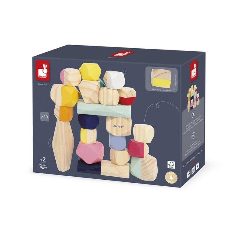 Janod, Sweet Cocoon, drewniane kamyki, 20 elementów