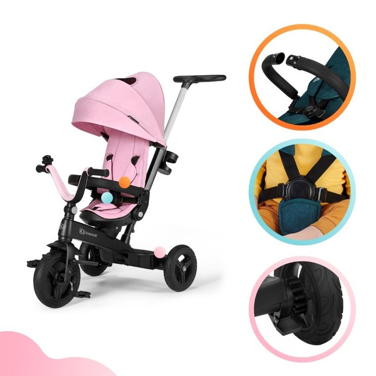 Kinderkraft, Twipper, rowerek trójkołowy, Pink