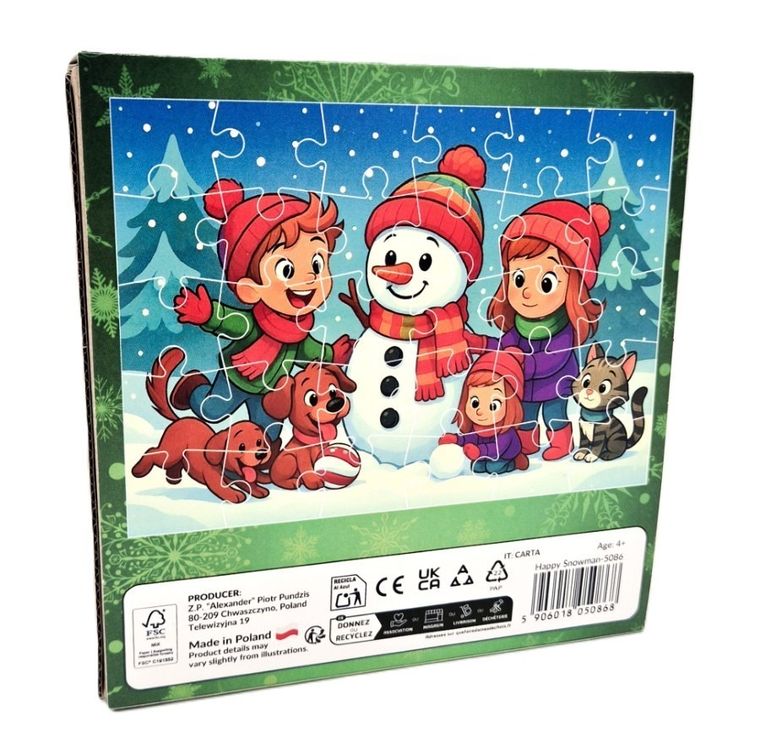 Milliwood, Wesoły Bałwanek, puzzle drewniane, 30 elementów