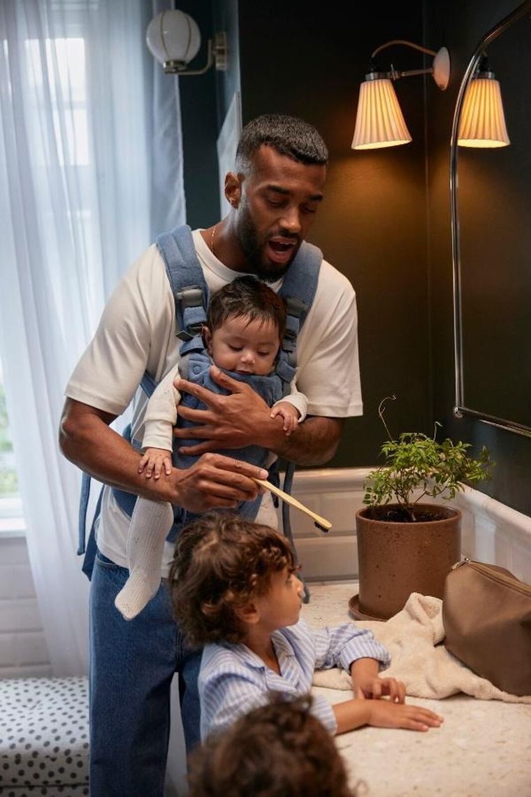 BabyBjörn, Harmony, nosidełko, woven, niebieski melanż