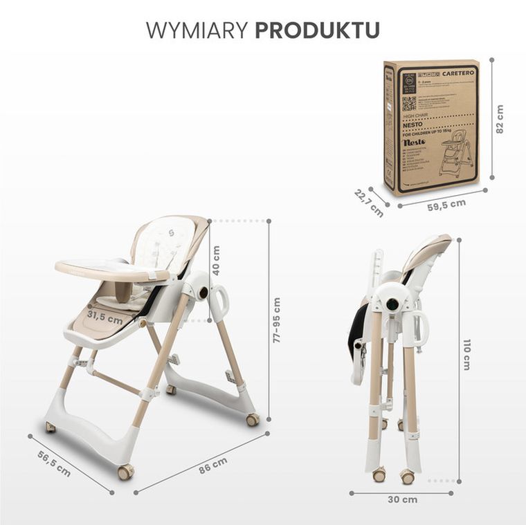 Caretero, Nesto, krzesełko do karmienia, pink