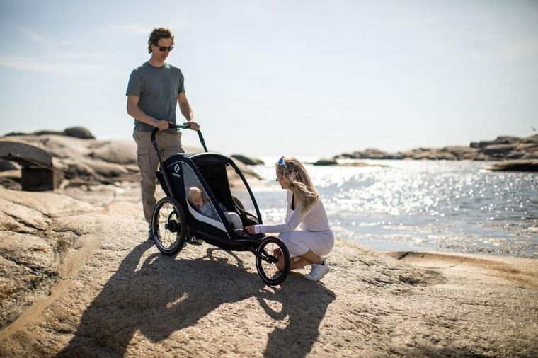 Hamax, Breeze, przyczepka rowerowa, podwójna, Navy/Cream