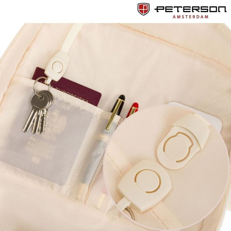 Peterson, plecak podróżny z siatkowaną przegrodą i paskami kompresyjnymi, ecru