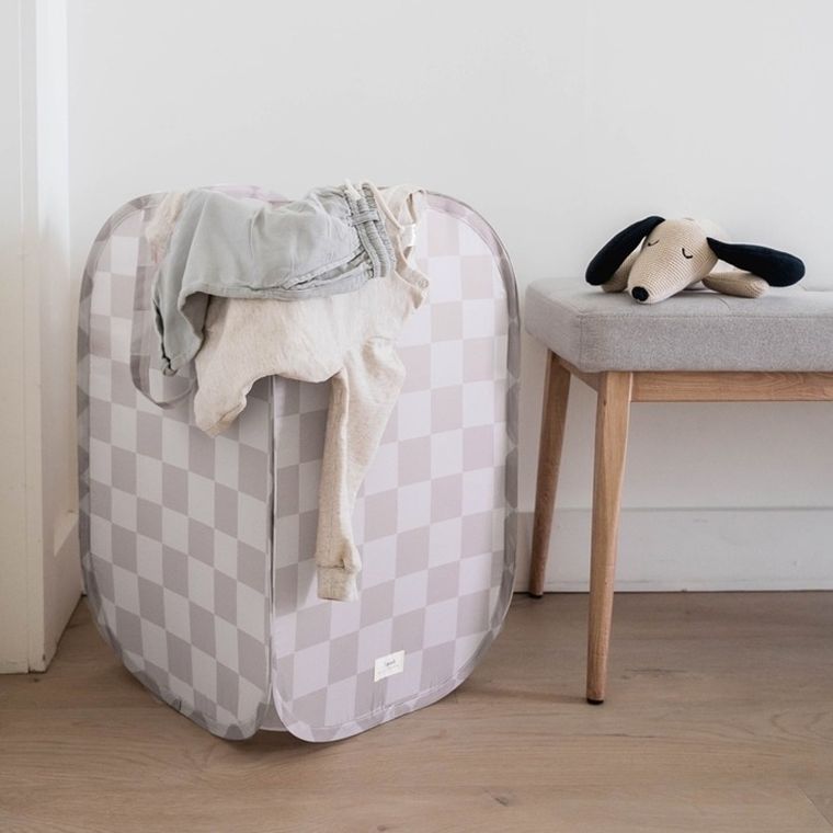 3 Sprouts, Pop-up, Checkerboard, kosz na pranie i zabawki, beige