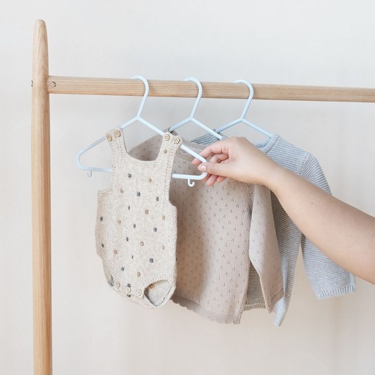 3 Sprouts, wieszaki dla dzieci, EKO, blue, 15szt.