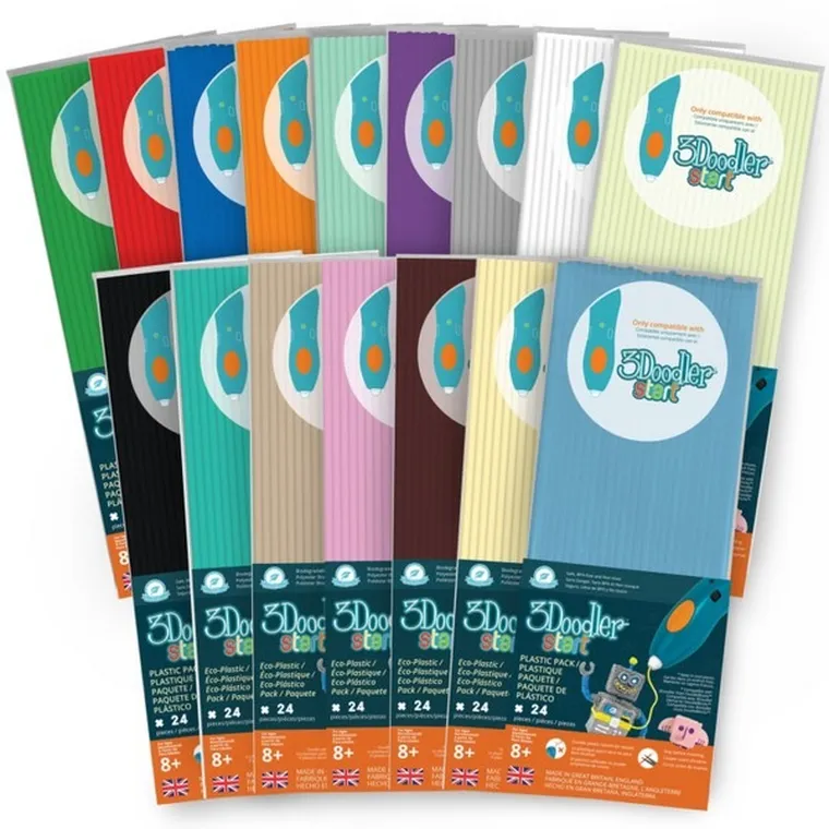 3Doodler, Start, Eko filament, 3 kolory, Cherry Red/Simply White/Ocean Blue, 2.5 mm, 75 sztuk
