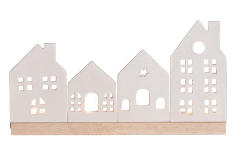 4living, porcelanowa podstawka pod świeczki, Miasteczko, 30-8-16 cm