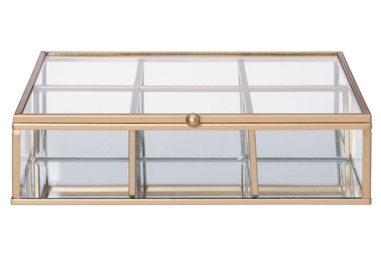 4living, szklana szkatułka z przegródkami, Gemmy, 20-16 cm