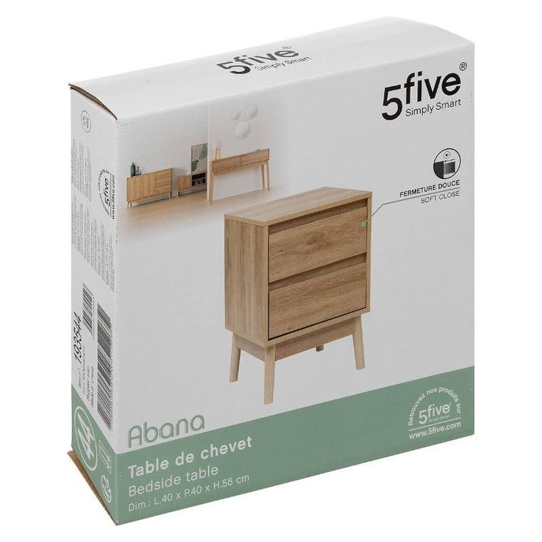 5five Simply Smart, Abana, szafka nocna, 2 szuflady, 40-40-56 cm