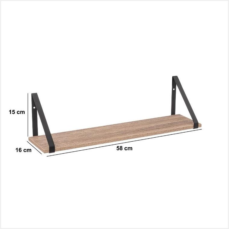 5five Simply Smart, Aliaj, półka ścienna z metalowymi uchwytami, 58-15-16 cm