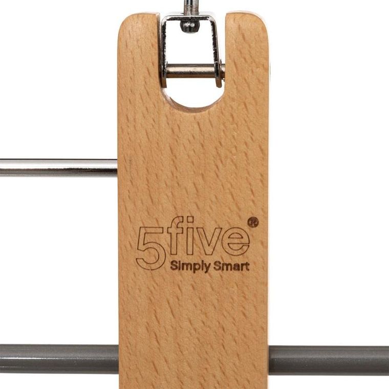 5five Simply Smart, drewniany wieszak na spodnie, 5 par