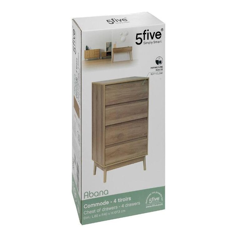 5five Simply Smart, komoda z szufladami, Abana, 60-40-107.3 cm