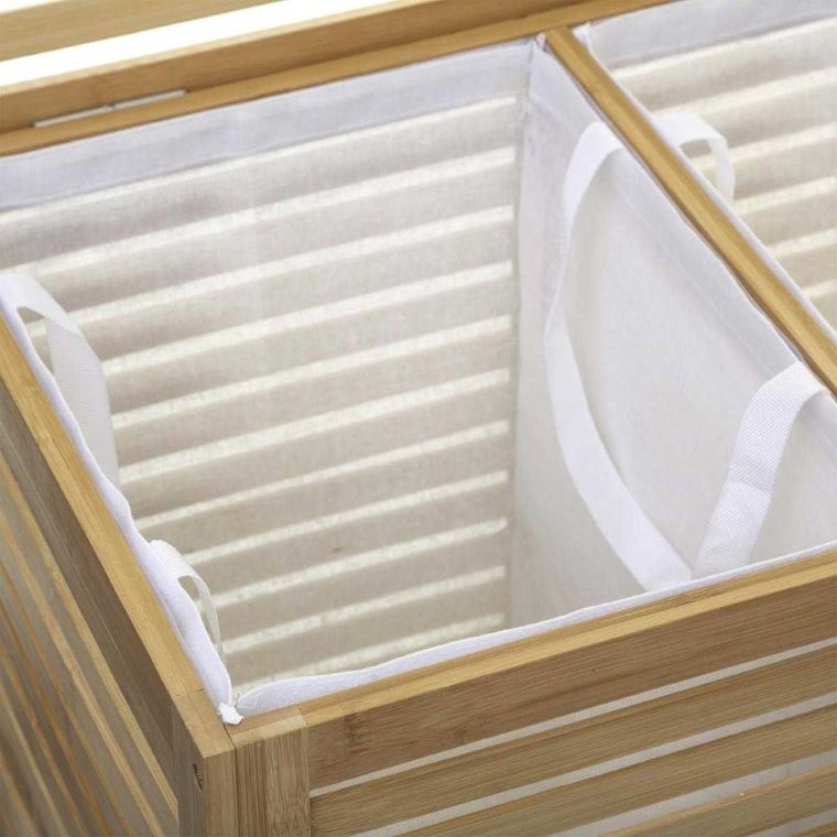 5five Simply Smart, kosz na pranie, podwójny, 2-komorowy, Sicela, bambusowy