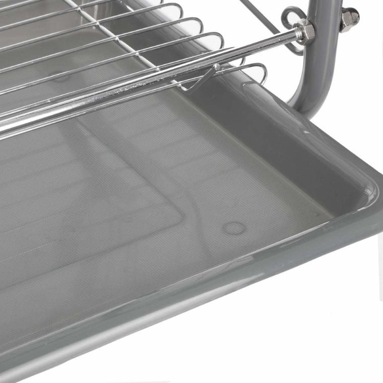 5five Simply Smart, ociekacz do naczyń 2 poziomy + koszyk na sztućce, szary