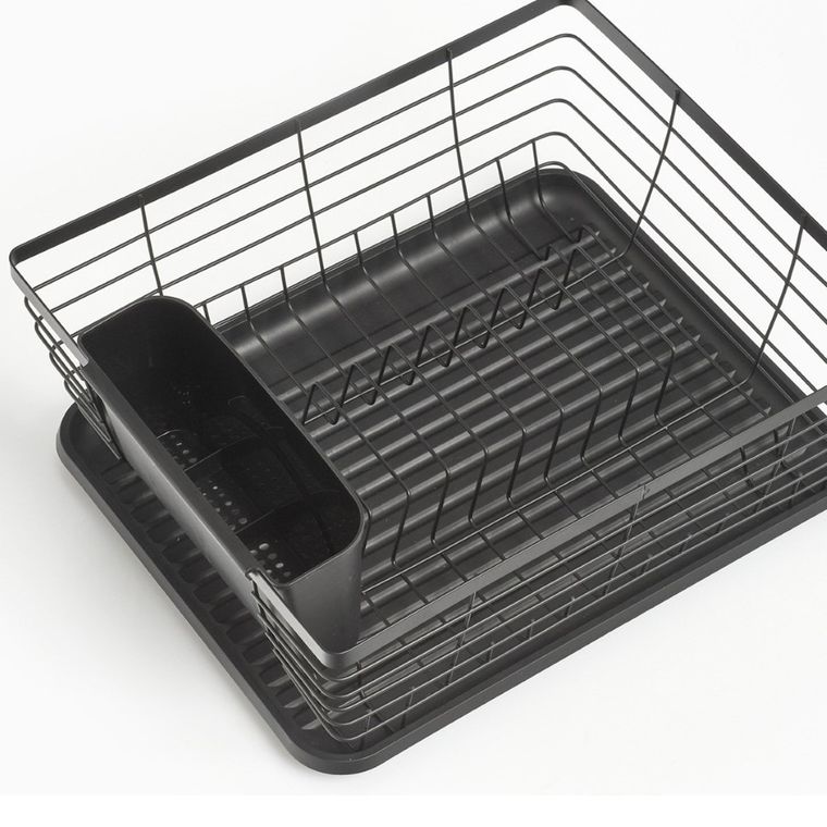 5five Simply Smart, ociekacz do naczyń z pojemnikiem na sztućce, czarny