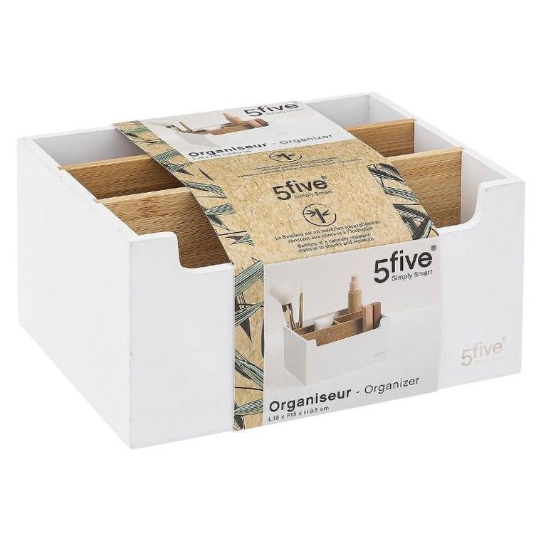 5five Simply Smart, organizer bambusowy na kosmetyki, 5 przegródek