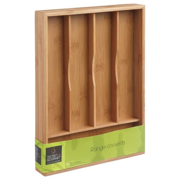 5five Simply Smart, pojemnik na sztućce, wkład do szuflady, 5 przegródek, drzewo bambusowe, 34-25-4, 5 cm