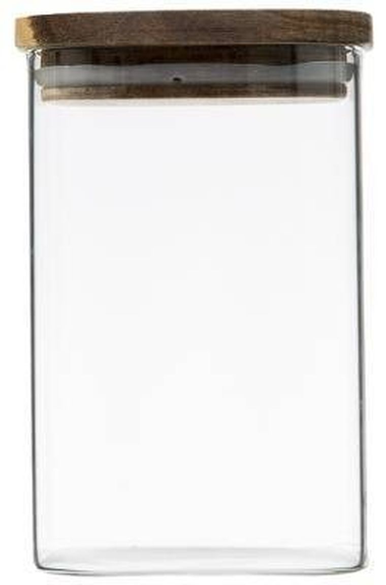 5five Simply Smart, pojemnik szklany z pokrywką z drewna akacjowego, 1l